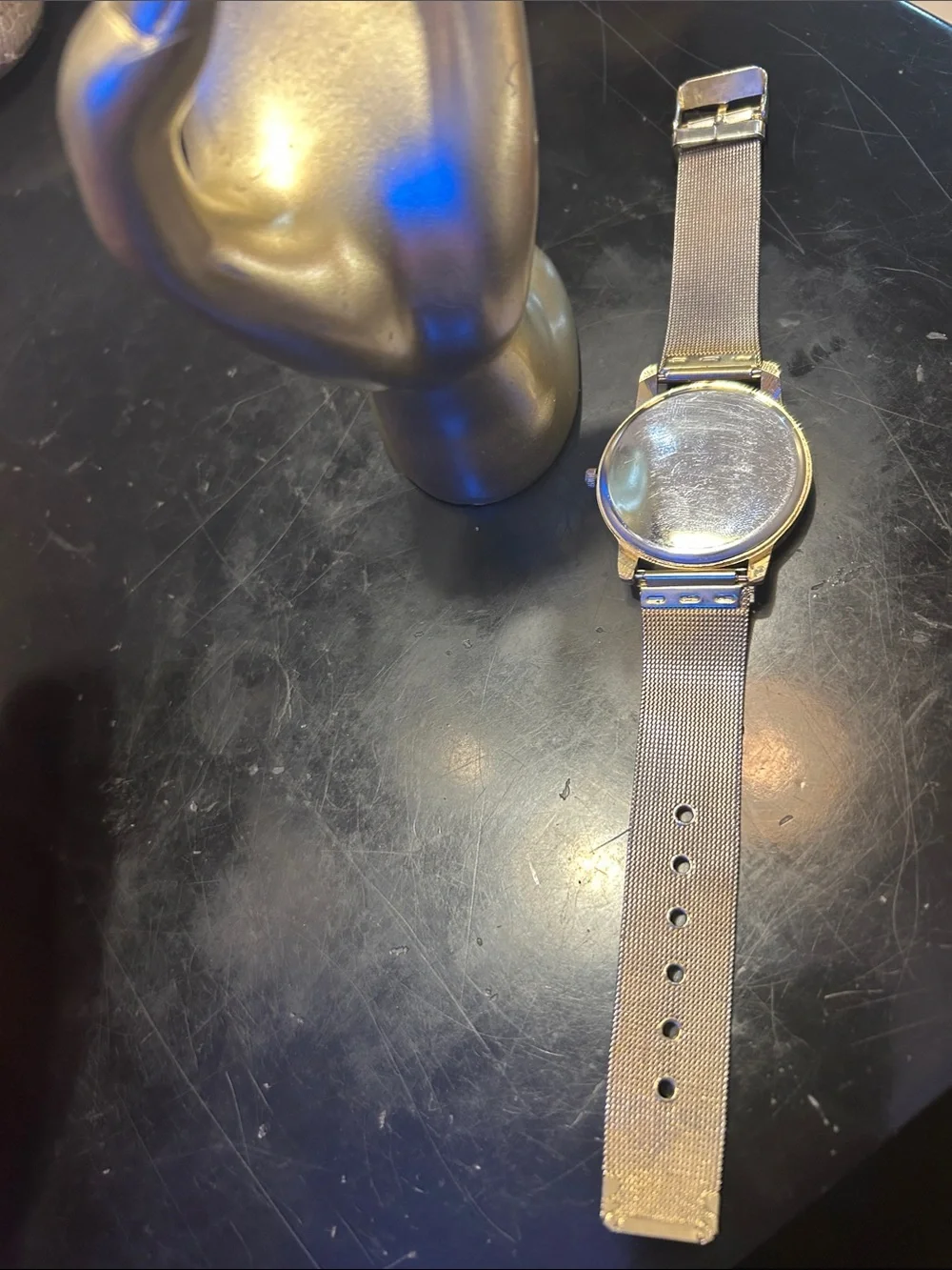 D&G Gold-Tone Mesh Bracelet Watch with Crystal Accents
